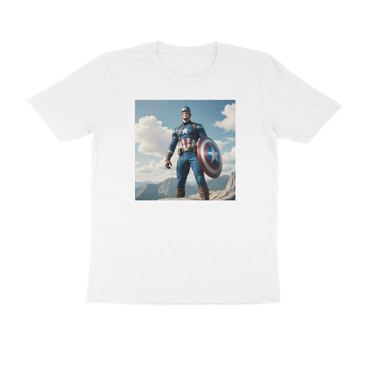 Ultimativ Mens Round Neck Printed "Captain America on Sky" Comfy Fabric T-Shirt