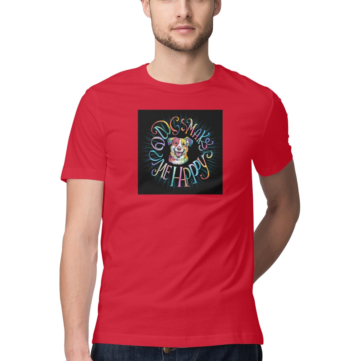 Mens Happy Vibes Design T Shirt