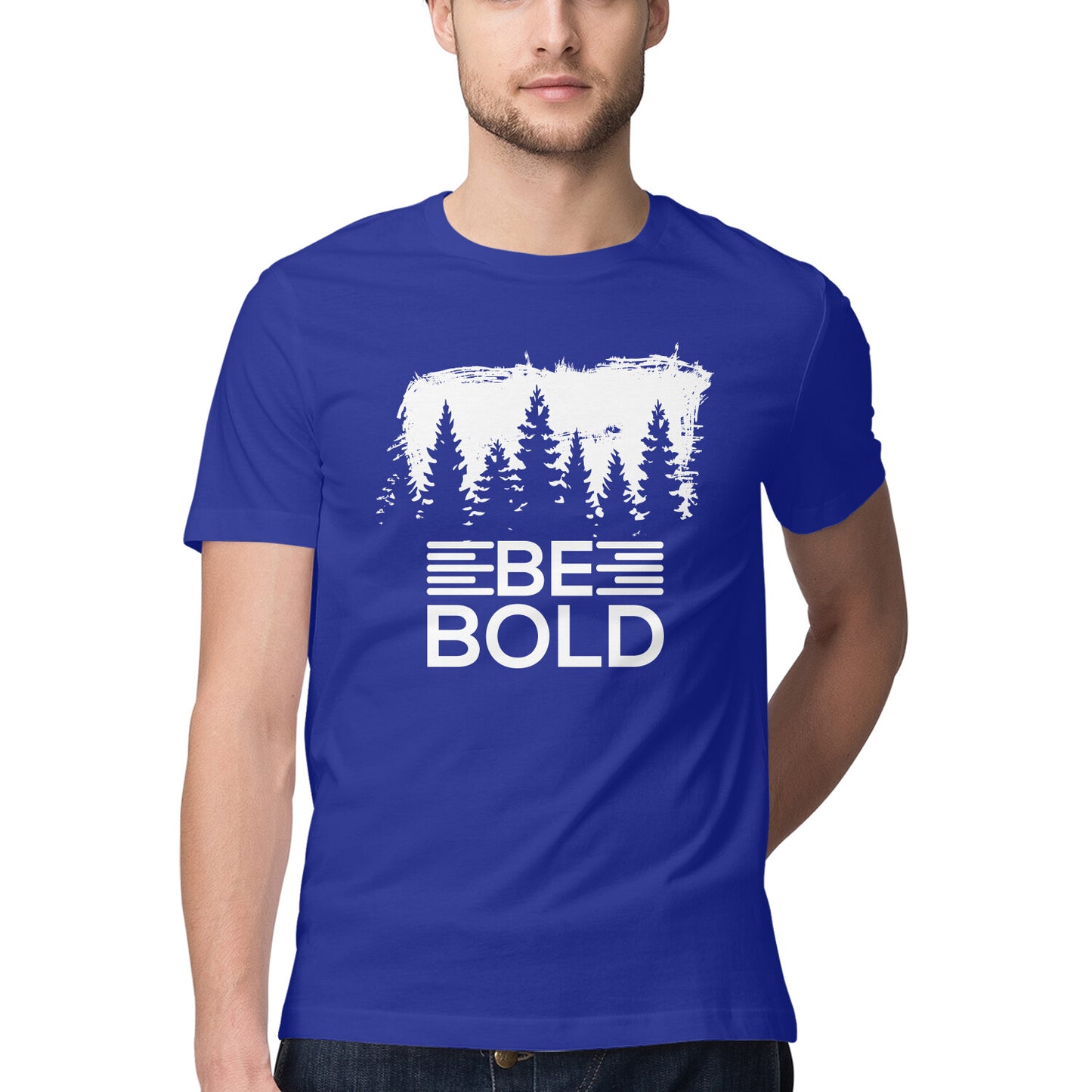 Mens Blue BE BOLD Trendy T-Shirt