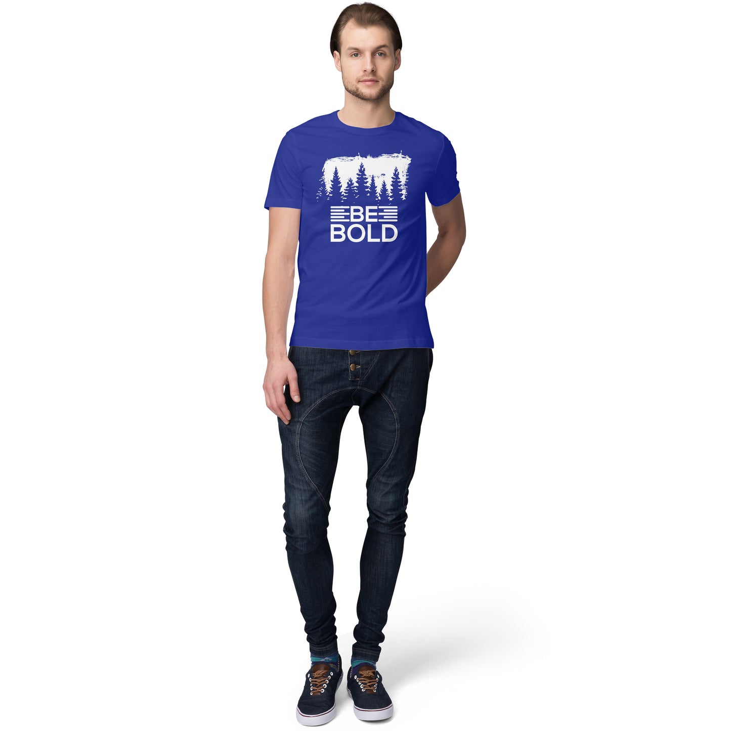 Mens Blue BE BOLD Trendy T-Shirt