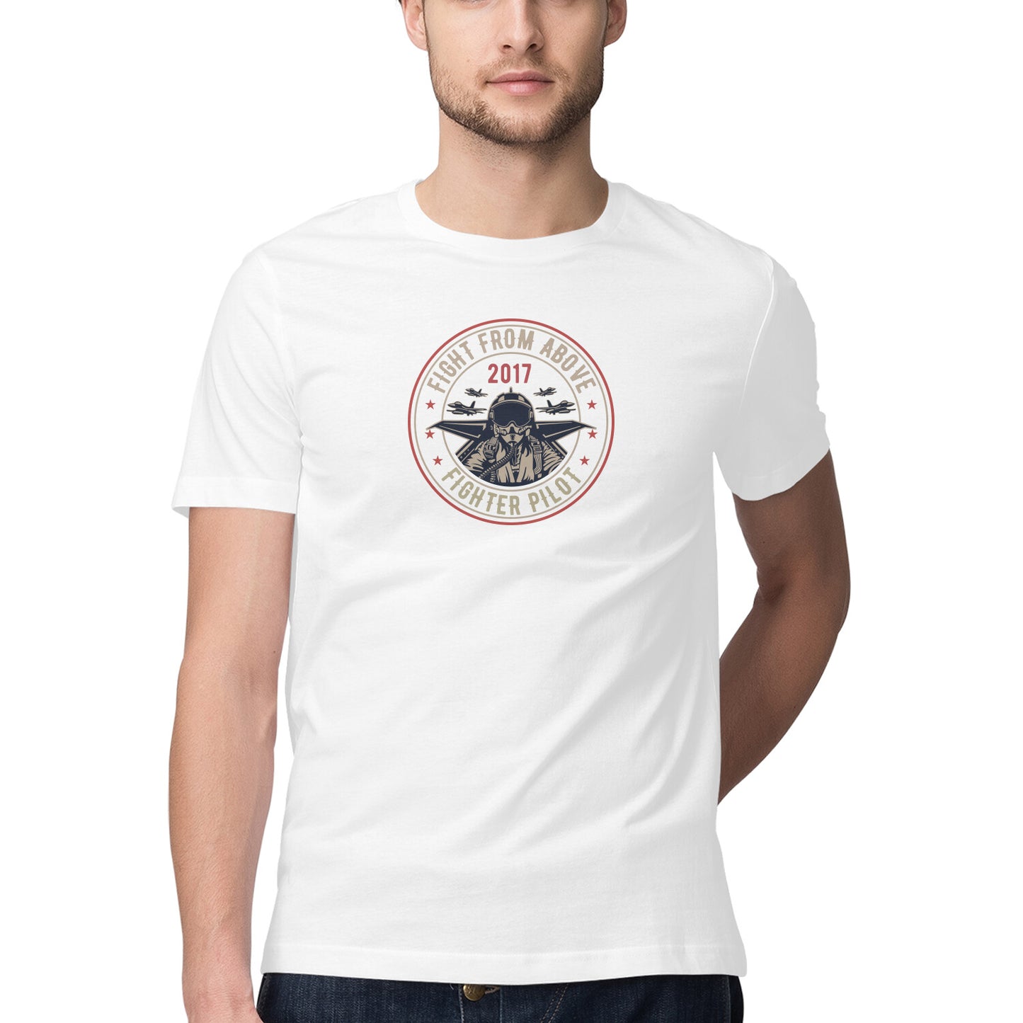 Mens White FIGHTER PILOT Trendy T-Shirt