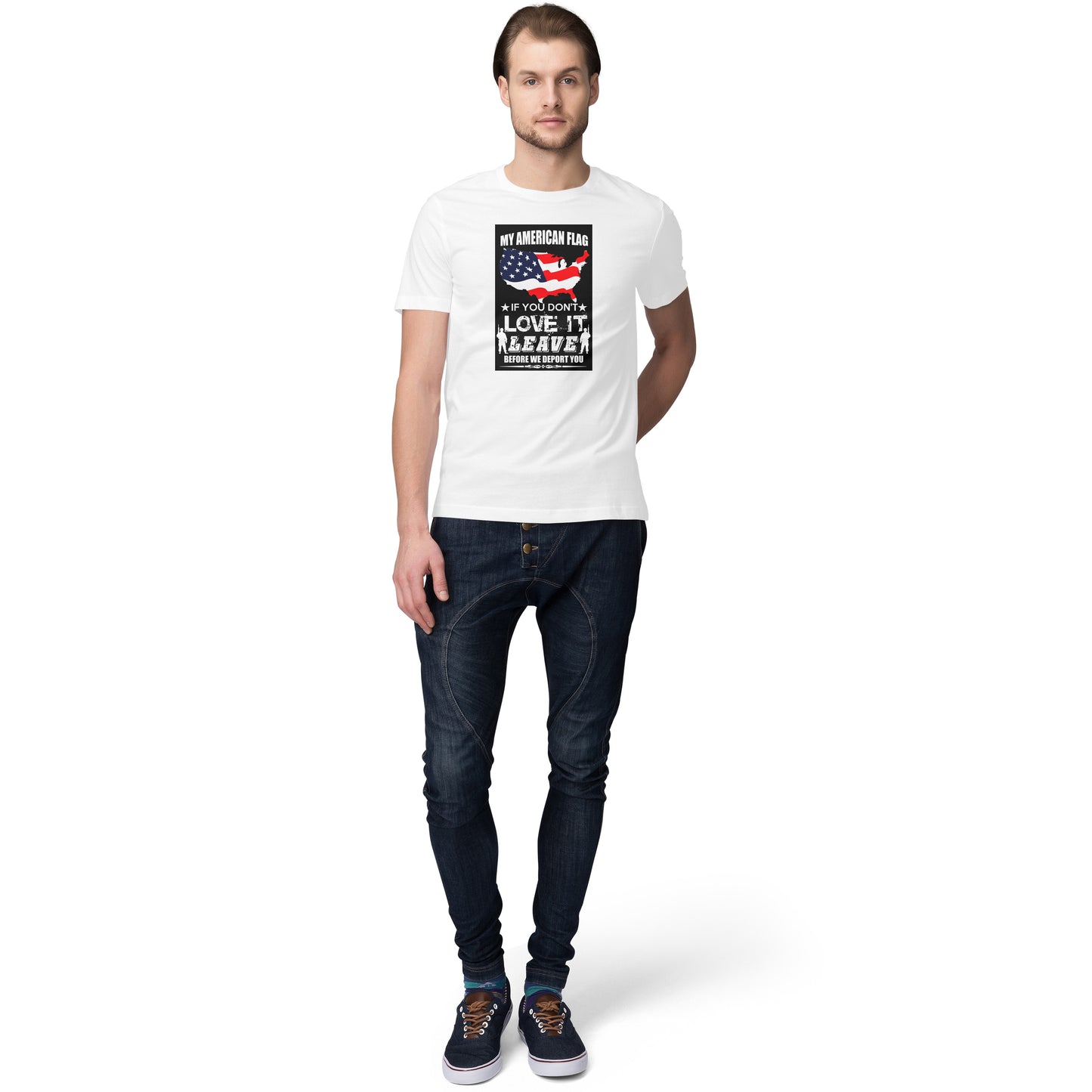 Mens White Country Pilot Trendy T-Shirt