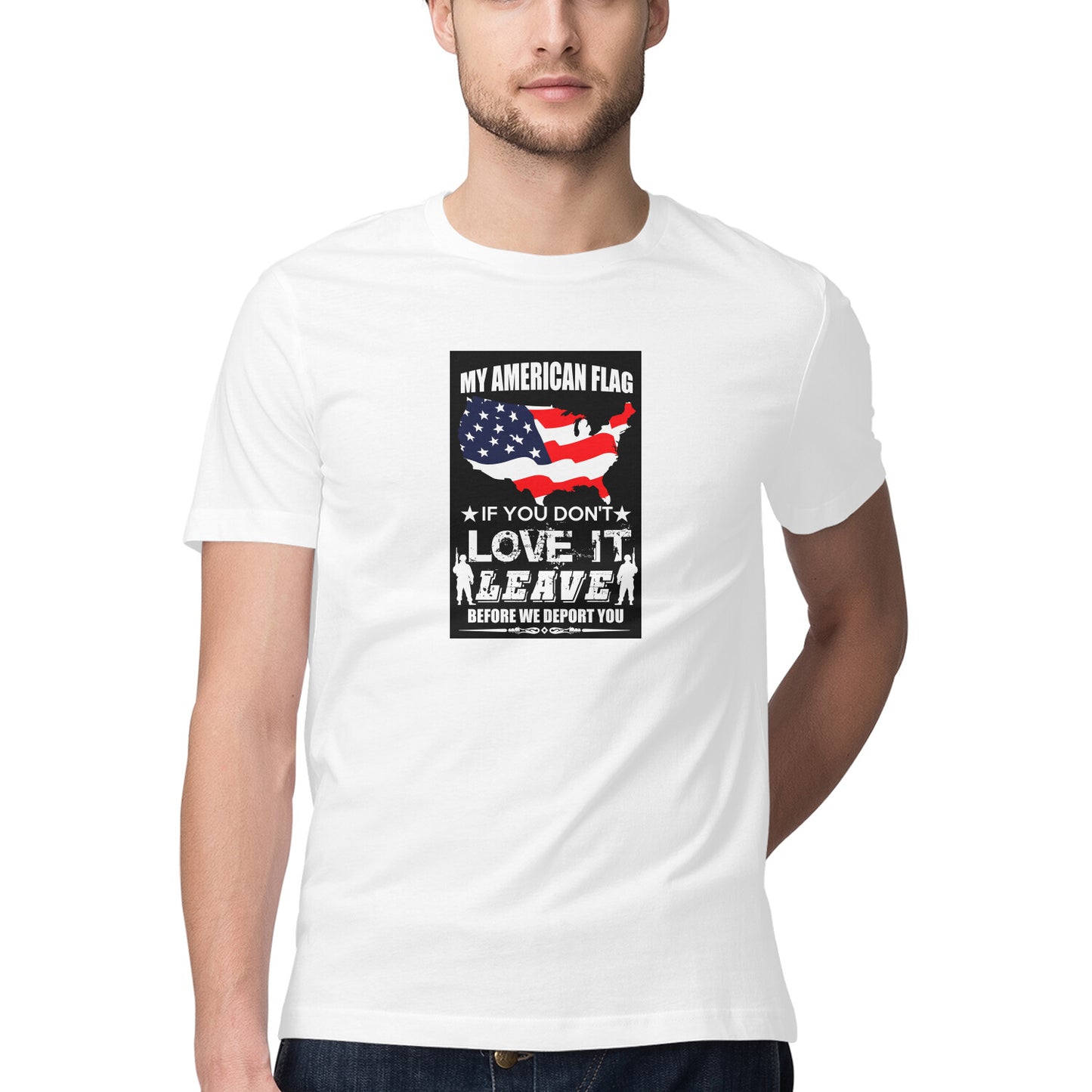 Mens White Country Pilot Trendy T-Shirt