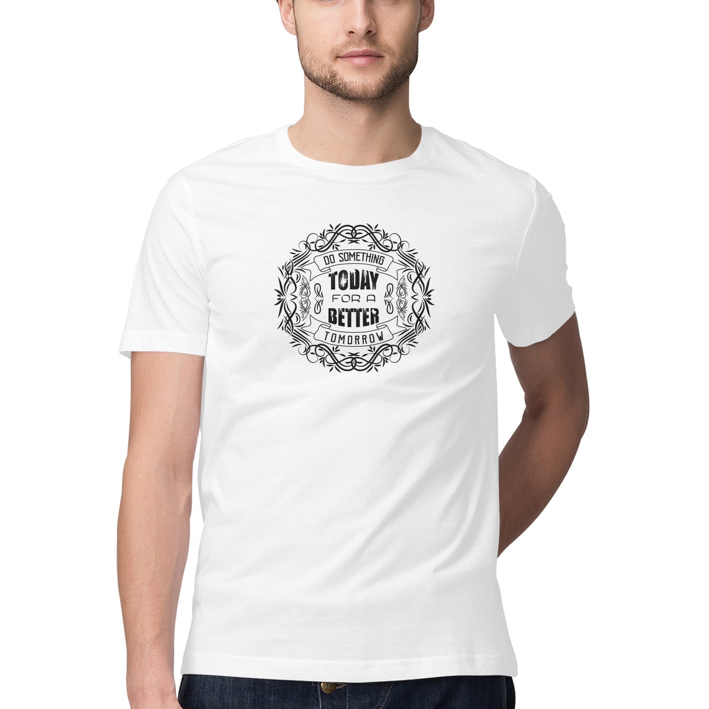 Mens White Motiv Fans India Trendy T-Shirt